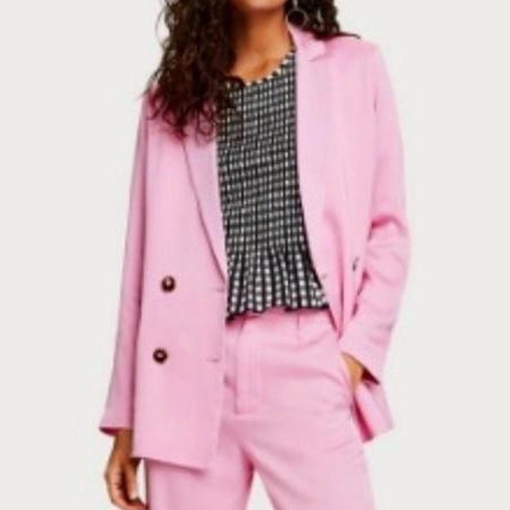 NWT Scotch & Soda Pink Blazer Jacket with Notched Tortoise Shell Lapels